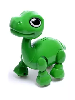 Робот - питомец «Динозавр» (В ПАКЕТЕ), интерактивный: реагирует на голос, звук, свет, на батарейках, зелёный