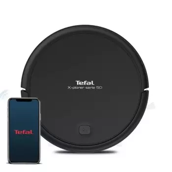 Робот-пылесос Tefal RG7365WH, 30 Вт, сухая/влажная уборка, 0.44 л, черный