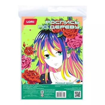 Роспись по дереву. Картина. Аниме «Розовый аромат» размер — 24,5 19 см
