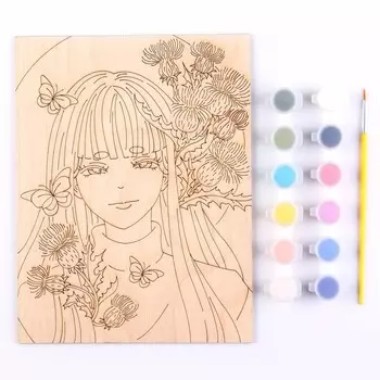 Роспись по дереву. Картина. Аниме «Загадочный взгляд»