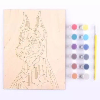 Роспись по дереву. Картина. Нео-животные «Статный доберман»