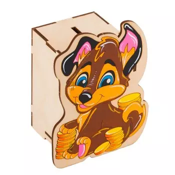 Копилка своими руками «Щенок», роспись по дереву