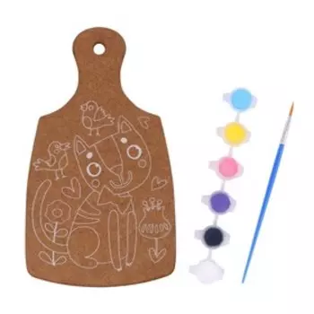 Роспись по дереву «Кошечка» (разделочная доска, малый конверт)