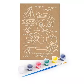 Роспись по дереву «Пингвинёнок», досочка А5, малый конверт