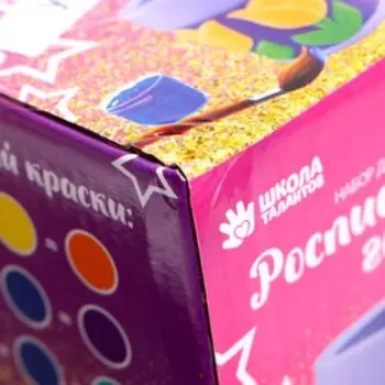 Роспись по гипсу горшочек "Цветочки" краска 6 цв по 2,5 мл, кисть