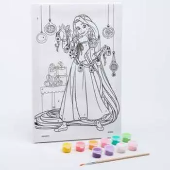 Роспись по холсту 20х30 "Подготовка к Новому году" Принцессы: Рапунцель, 10 кр. по 3мл,кисть. 7183