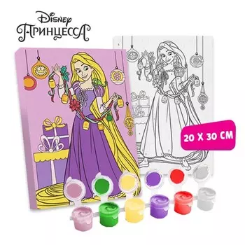 Роспись по холсту 20х30 "Подготовка к Новому году" Принцессы: Рапунцель, 10 кр. по 3мл,кисть. 7183