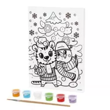 Роспись по холсту «Лучшие друзья» 15х21