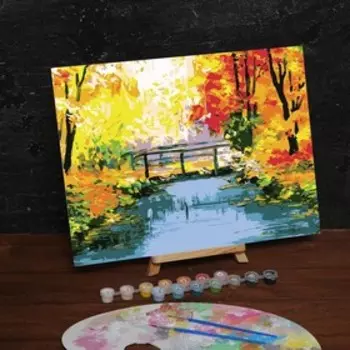 Роспись по номерам без подрамника «Осенний мост», 30 х 40 см