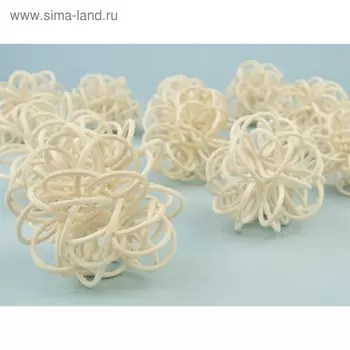 Ротанг шары-петельки, отбеленные набор 10 шт
