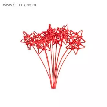 Ротанг, звезды на пике, ярко-красные набор 10 шт