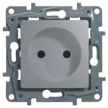 Розетка 1-м СП Etika 16А IP31 250В 2P без заземл. защ. шторки немецк. стандарт винт. клеммы механизм алюм. Leg 672434