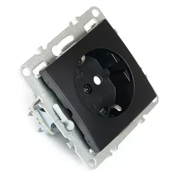 Розетка 1-местная с/з (механизм) с защитной шторкой,STEKKER серия Эрна, PST16-9110-03, черн