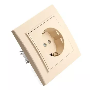 Розетка 1-местная с/з, STEKKER серия Эрна, PST16-9010-02, слоновая кость