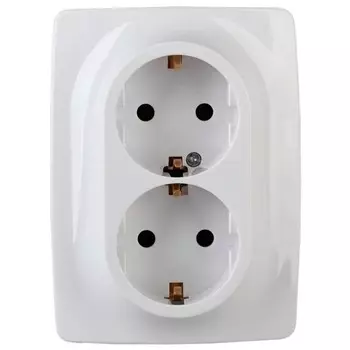 Розетка 2-м СП Эра12 12-2106-01 16А IP20 16AX 250В 2х2P+E Schuko бел. Эра Б0031228