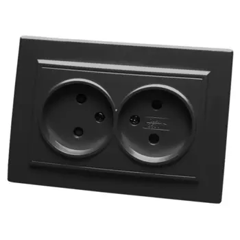 Розетка 2-местная б/з, 250В, 10А, STEKKER серия Эрна, PST10-9013-03, черный
