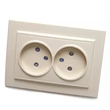 Розетка 2-местная б/з, 250В, 10А, STEKKER серия Эрна, PST10-9013-02, слоновая кость