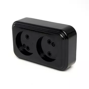 Розетка 2-местная без заземляющего контакта, 250В,16А,IP20,PST16-30-20 (RA 16-237-Ч),черный
