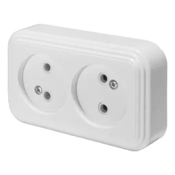 Розетка 2-местная без заземляющего контакта, 250В, 16А, IP20, PST16-30-20 (RA 16-237-Б),бел