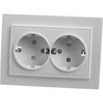 Розетка 2-местная с/з, STEKKER серия Эрна, PST16-9014-01, белый