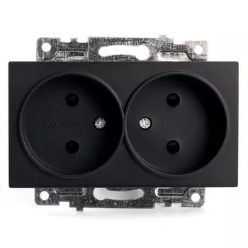 Розетка 2-местная с защитной шторкой (механизм) б/з,250В, 10А, серия Катрин, GLS10-7113-05,