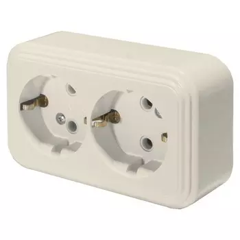 Розетка 2-местная с заземляющим контактом, 250В, 16А, IP20, PST16-31-20 (RA 16-238-БЖ), слон 1022741