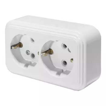 Розетка 2-местная с заземляющим контактом, 250В, 16А, IP20, PST16-31-20 (RA 16-238-Б), белый 1022741
