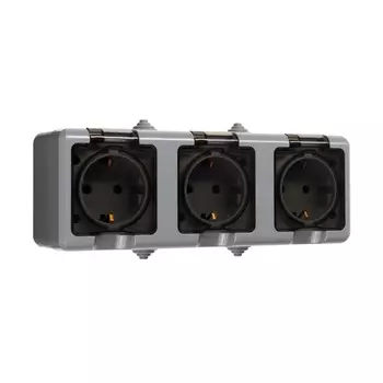 Розетка 3-м ОП Dita 16А IP54 250В с заземл. с прозр. крышкой сер.TOKOV ELECTRIC TKL-DT-R3Z-C06T-IP54