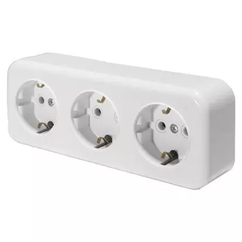 Розетка 3-местная с заземляющим контактом, 250В, 16А, IP20, PST16-51-20 (RA 16-343-Б), белый 1022742