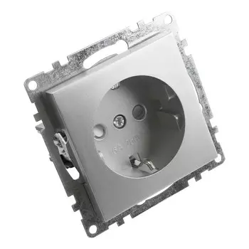 Розетка электрическая 1-местная с/з 250В, 16А, STEKKER серия Катрин, GLS16-7110-03, серебро