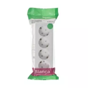 Розетка четверная SE Blanca, 16 А, 250 В, накладная, с з/к, шторки, IP20, белая, BLNRA011411