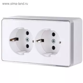 Розетка двойная с заземлением Gallant WL15-02-03-white, цвет белый