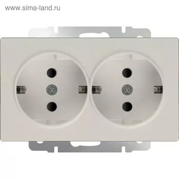 Розетка двойная с заземлением WL03-SKG-02-IP20, цвет слоновая кость