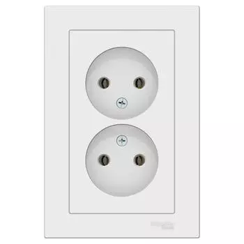 Розетка двойная SE ATLASDESIGN, 16 А, 250 В, встраиваемая, без з/к, IP20, белая, ATN000120