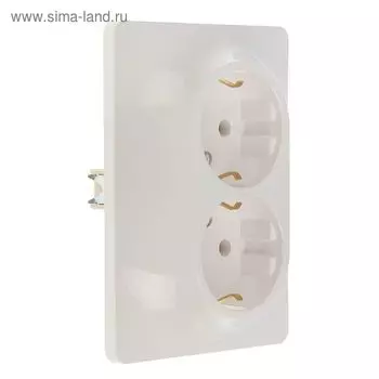 Розетка двойная SE Glossa, 16 А, 250 В, встраиваемая, с з/к, IP20, белая, GSL000124