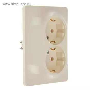 Розетка двойная SE Glossa, 16 А, 250 В, встраиваемая, с з/к, IP20, бежевая, GSL000224