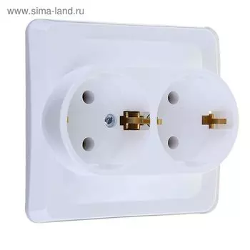 Розетка двойная SE "Этюд", 16 А, 250 В, встраиваемая, с з/к, шторки, IP20, белая, PC16-007B
