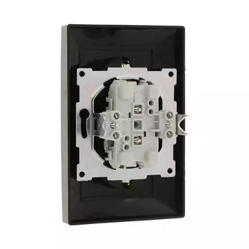 Розетка двухместная Luazon Lighting "Антей", 16 А, скрытая, с з/к, черная