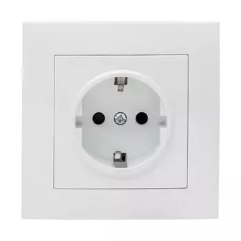 Розетка EKF EWR16-028-10 PROxima, СП, 1 розетка, 16А, IP20, с заземлением, цвет белый