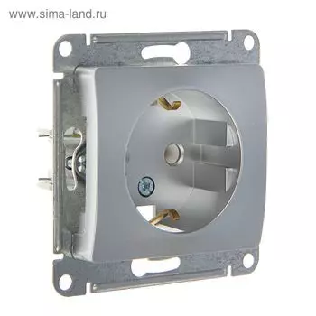 Розетка "Glossa" SchE GSL000343, 16 А, одноместная, скрытая, с з/к, цвет алюминий
