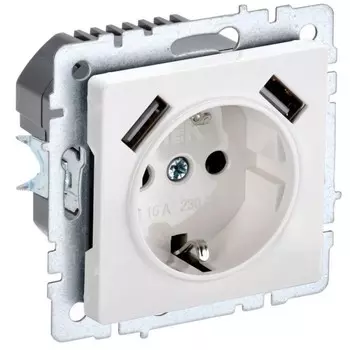 Розетка IEK BR-R14-16-U21-D31-K01 BRITE, 16А, с USB, A+A 3.1А, с заземлением, цвет белый