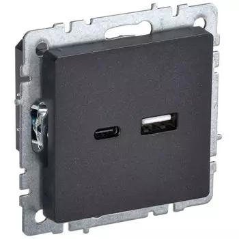 Розетка IEK BR-U22-018-K02 BRITE, цвет чёрный