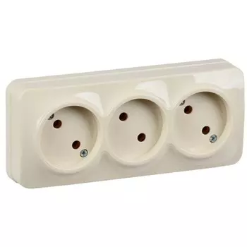 Розетка IEK ERH30-K33-10 GLORY, ОП, 3 розетки, 10А без заземления