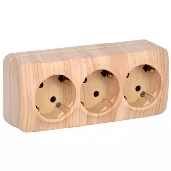 Розетка IEK ERH31-K34-16 GLORY, ОП, 3 розетки, 16А, с заземлением