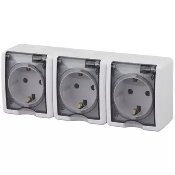 Розетка ЭкСПерт, ОП, 3 розетки, цвет белый