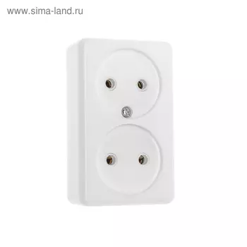 Розетка «Элект» РА 16-008, 16 А, 250 В, двухместная, открытая, белая