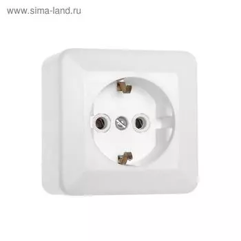 Розетка "Элект" РА 16-102, 16 А, 250 В, одноместная, открытая, с з/к, белая