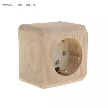 Розетка "Этюд" SchE PA16-004D, 16 А, одноместная, наружная, с з/к, защит. шторки, цвет сосна
