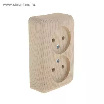 Розетка "Этюд" SchE PA16-005D, двухместная, наружная без з/к, без шторок, цвет сосна