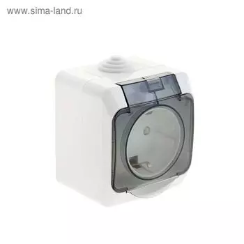 Розетка "Этюд" SchE PA16-044В, 16 А, одноместная, наружная, с з/к, цвет белый